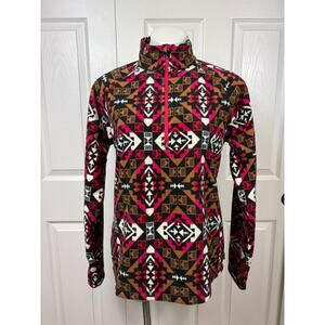 Eddie Bauer Women's Fast Fleece Raglan-Sleeve 1/4 Zip Aztec Print Size L Sweater